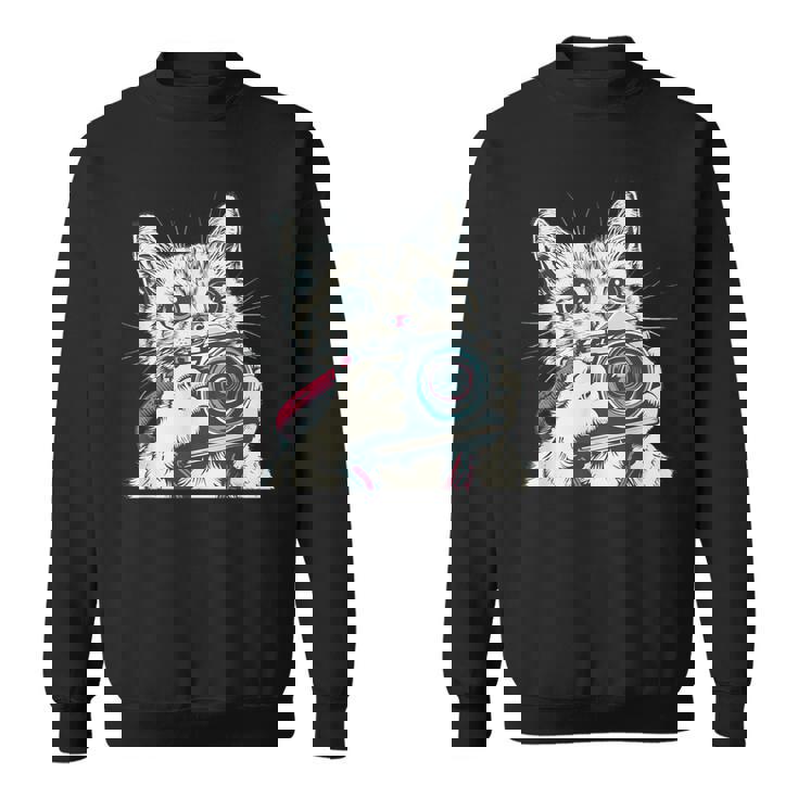 旅行や写真を撮るのに最適なカメラ猫。 スウェットシャツ