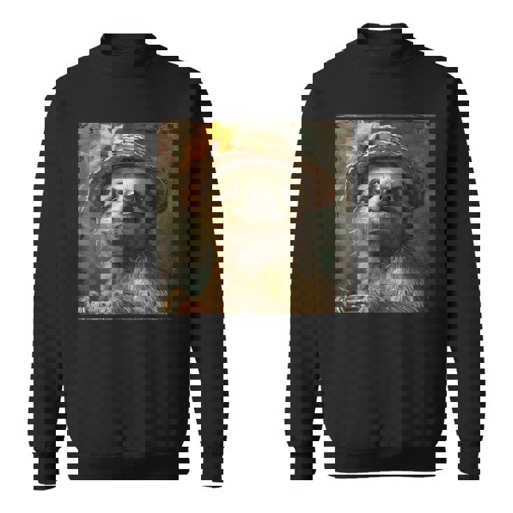 日よけ帽子をかぶったかわいいナマケモノ、面白いナマケモノ スウェットシャツ