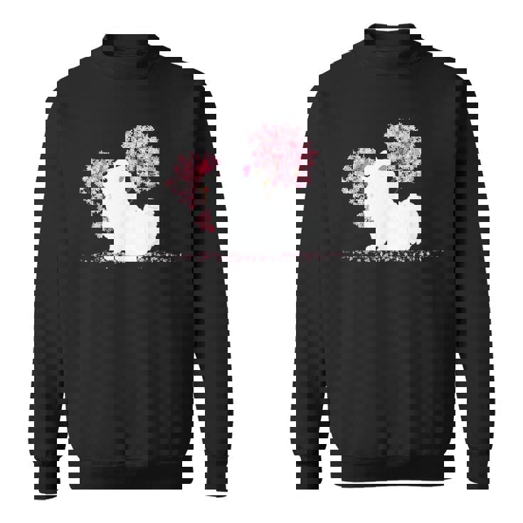 日本のかわいいさくら 桜 ジャパニーズスピッツ犬 スウェットシャツ