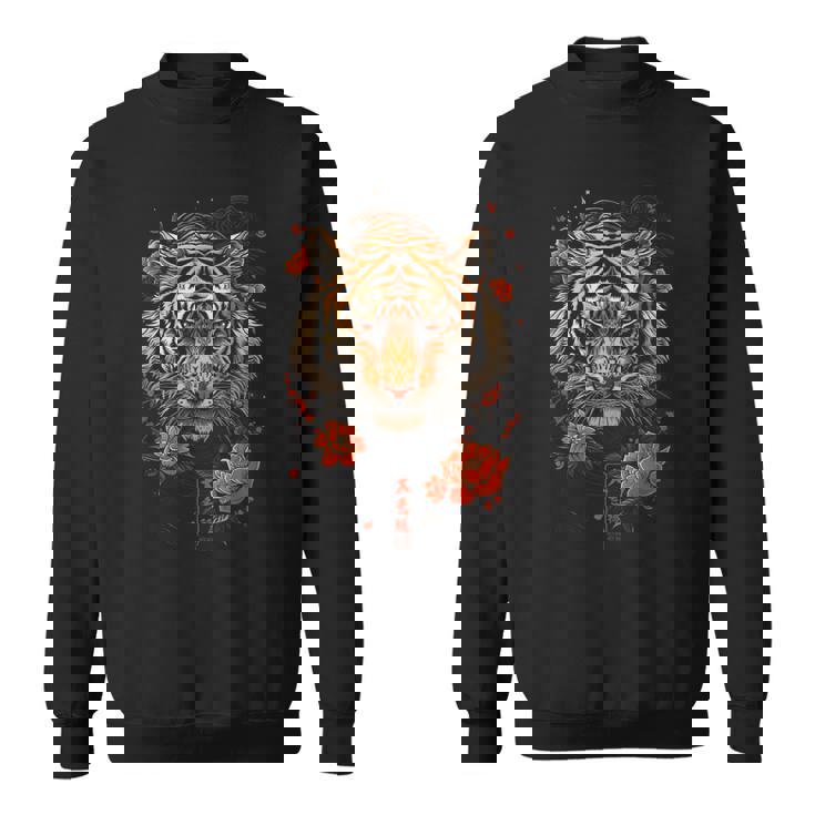 日本のタイガーフェイス 面白いグラフィックtシャツ スウェットシャツ