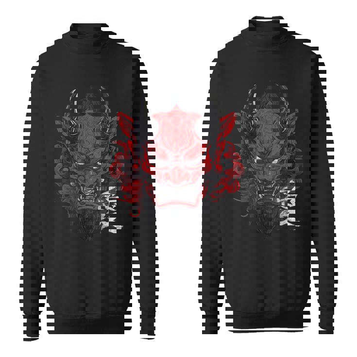 日本の伝統的な鬼の仮面日本の漢字アート スウェットシャツ