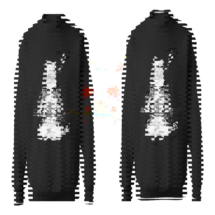 日本の侍猫刀忍者 ヤクザタトゥー スウェットシャツ