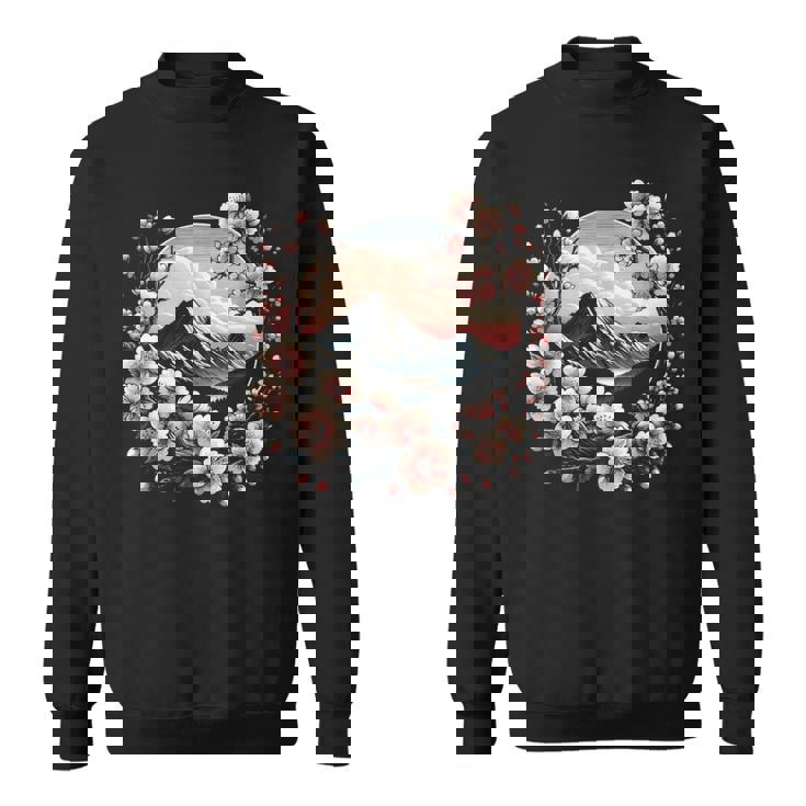 日本の桜 ピンク 桜 富士山 自然 アート スウェットシャツ
