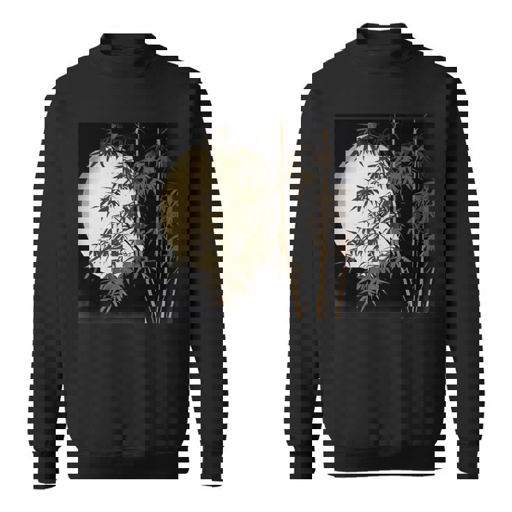 日本の竹と月 長袖tシャツ スウェットシャツ