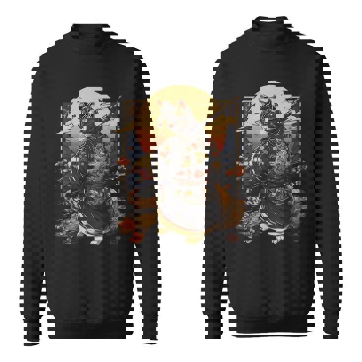 日本の芸術 猫 忍者 浮世絵 アニメスタイル サムライキャット スウェットシャツ