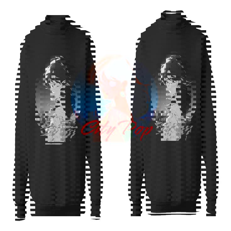 日本アニメ風 シティポップガール スウェットシャツ