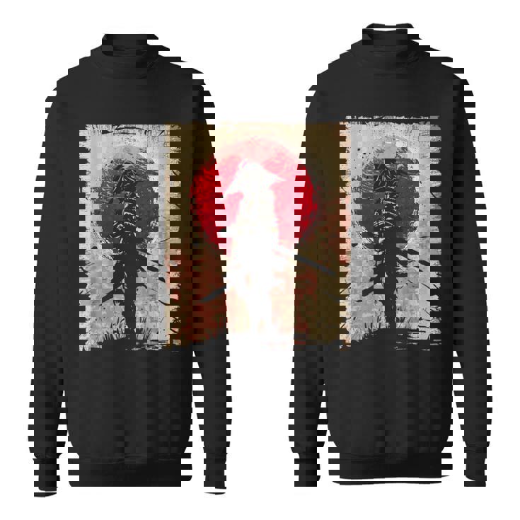 日本アート サムライ ビンテージ ファイター レトロデザイン スウェットシャツ