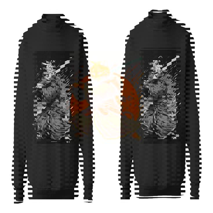 日本アート 猫 忍者 浮世絵 アニメ風 サムライキャット スウェットシャツ