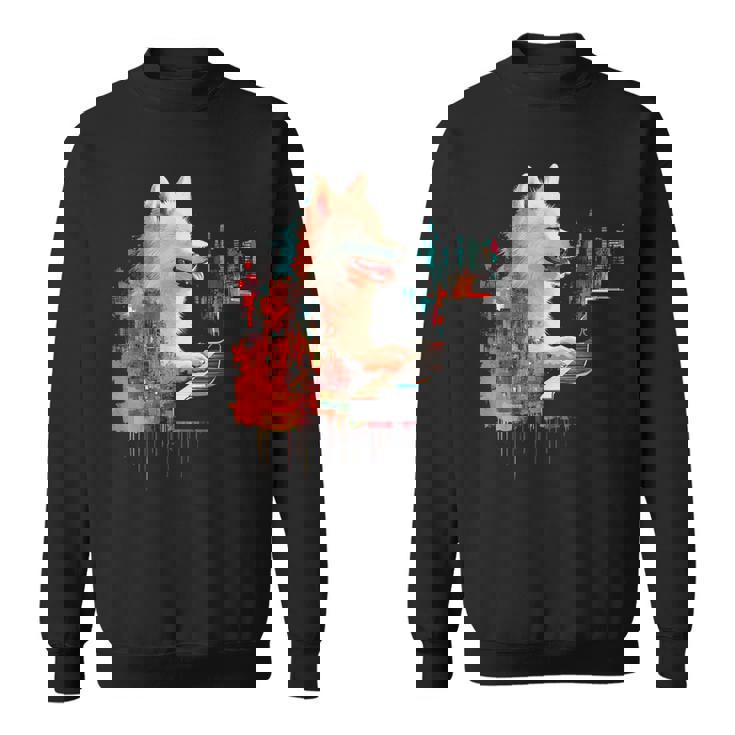 日本スピッツ 犬 モチーフ ペット 幾何学 日本スピッツ スウェットシャツ