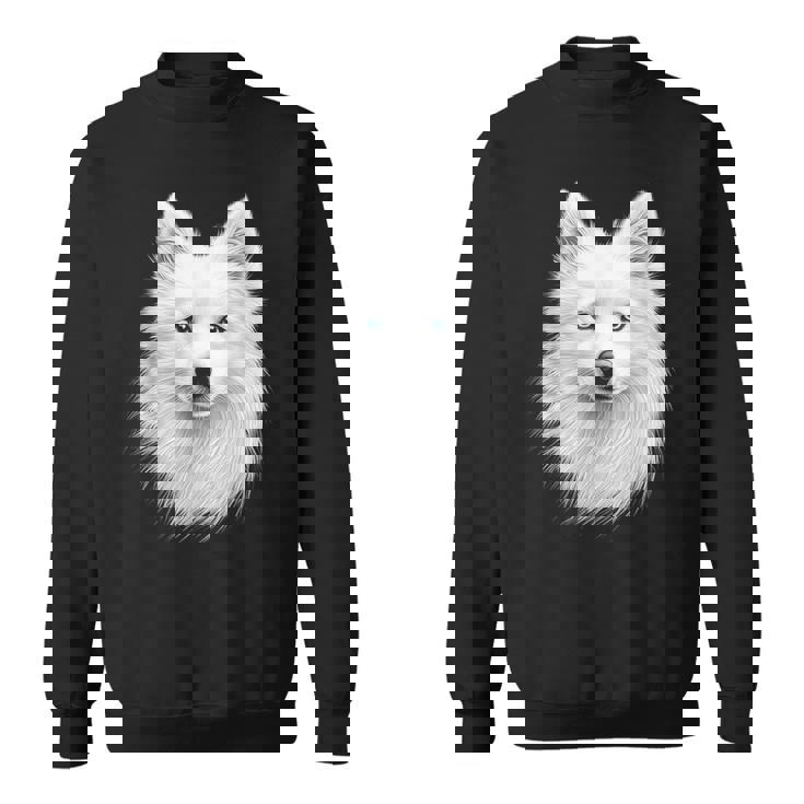 日本スピッツ 犬 モチーフ ペットアート 青い目 日本スピッツ スウェットシャツ