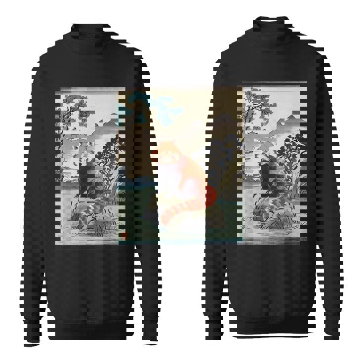 日本美術 レッサーパンダ 京斎 ヴィンテージ 日本 作品 スウェットシャツ