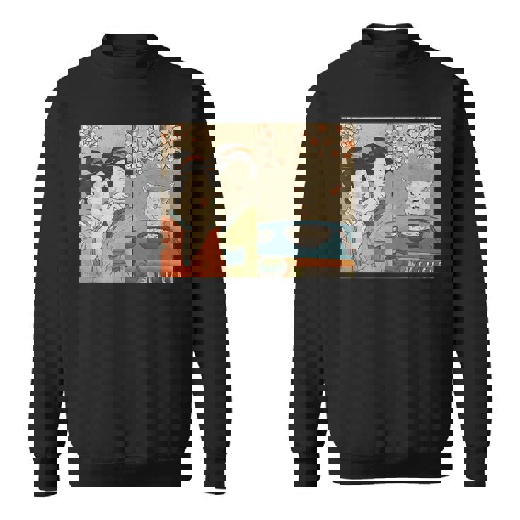 日本美術 桜猫と寿司 スウェットシャツ