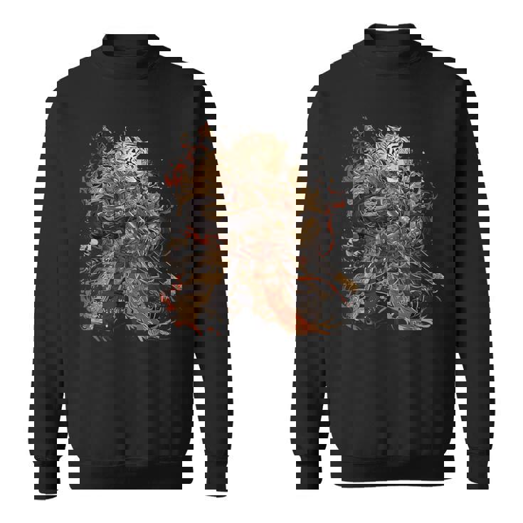 日本美術 虎 忍者 浮世絵 アニメ風 侍 虎 スウェットシャツ