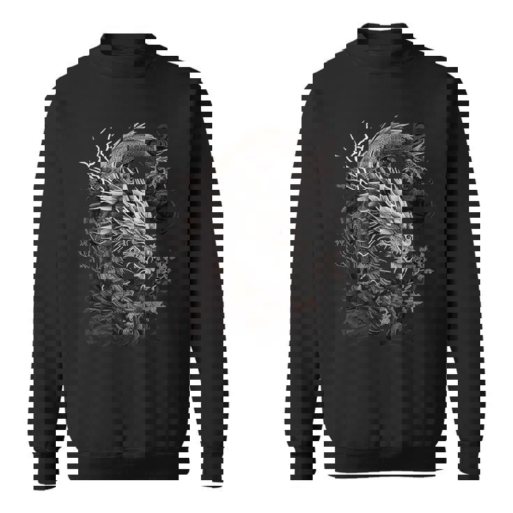 日本龍 タトゥー描画 伝統的な日本のグラフィックtシャツ スウェットシャツ