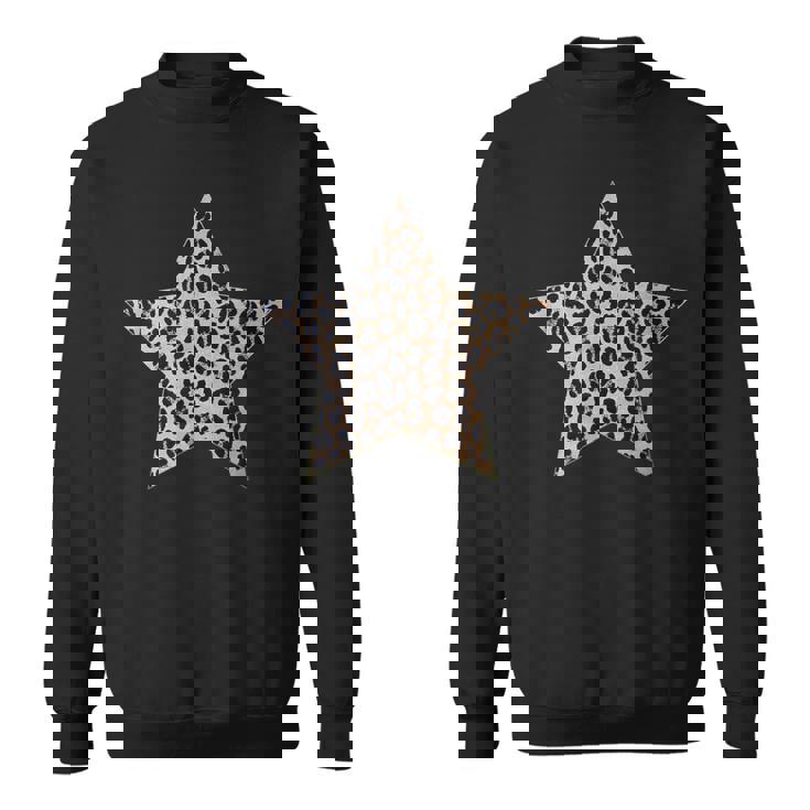 星型 かわいいチーターヒョウ柄グラフィック。 スウェットシャツ