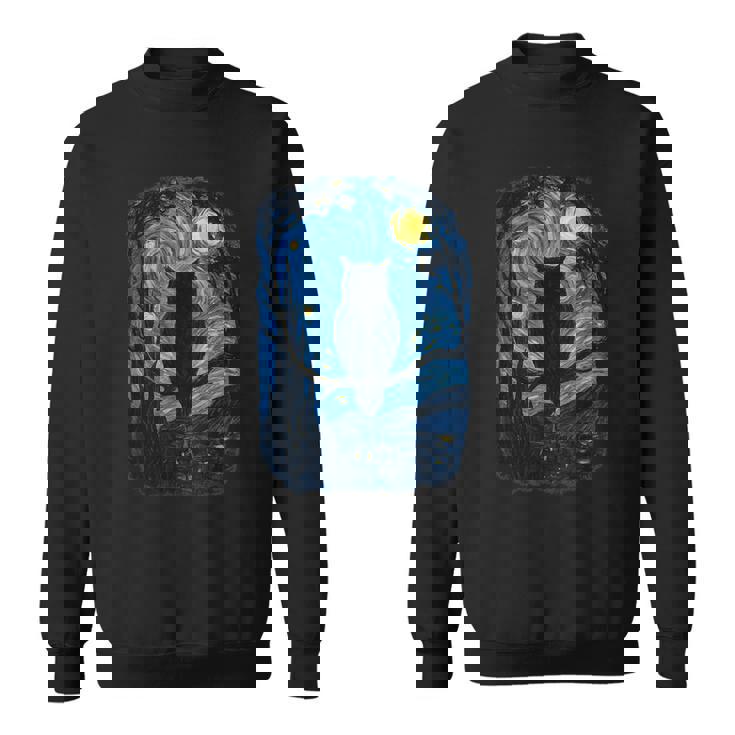星月フクロウの夜のアートワーク スウェットシャツ