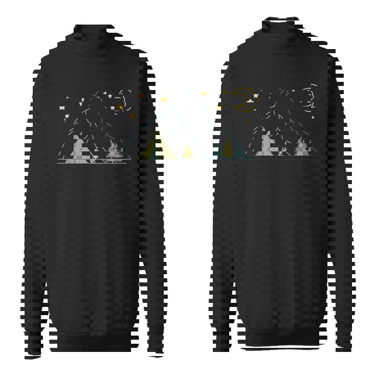 星空のテントでのキャンプ-キャンプモチーフの自然休暇キャンパー スウェットシャツ