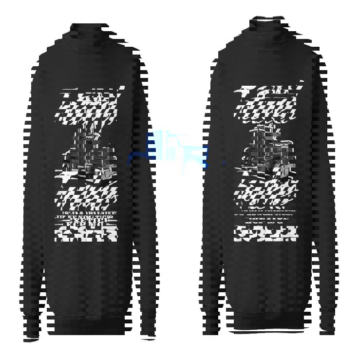 メンズ 普通のトラッカービッグリグトラックドライバーのようなタトゥーの入ったトラッカー スウェットシャツ