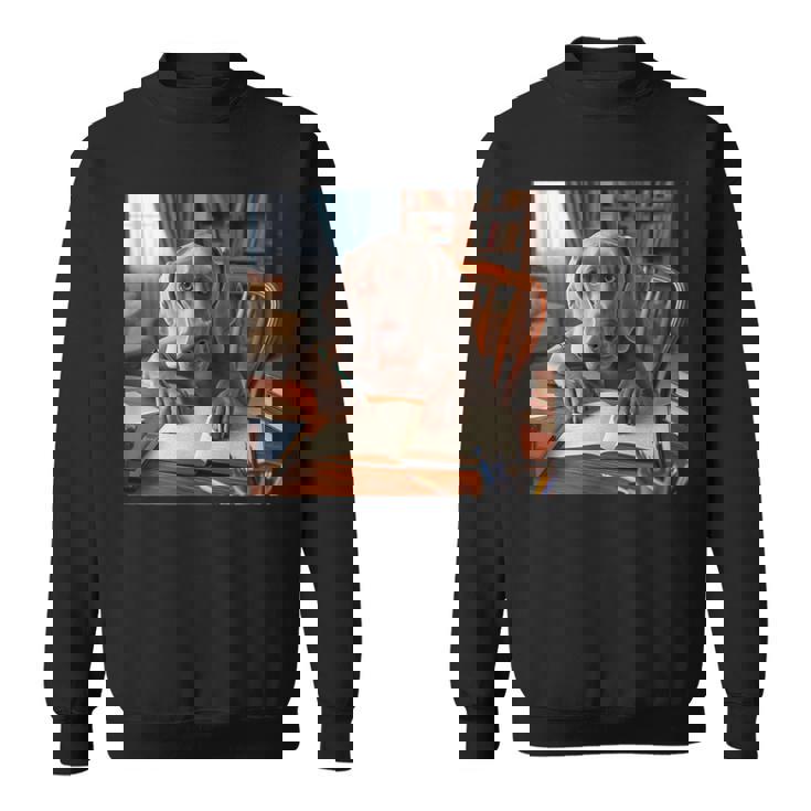 書斎でワイマラナー犬を書く詩 3 スウェットシャツ