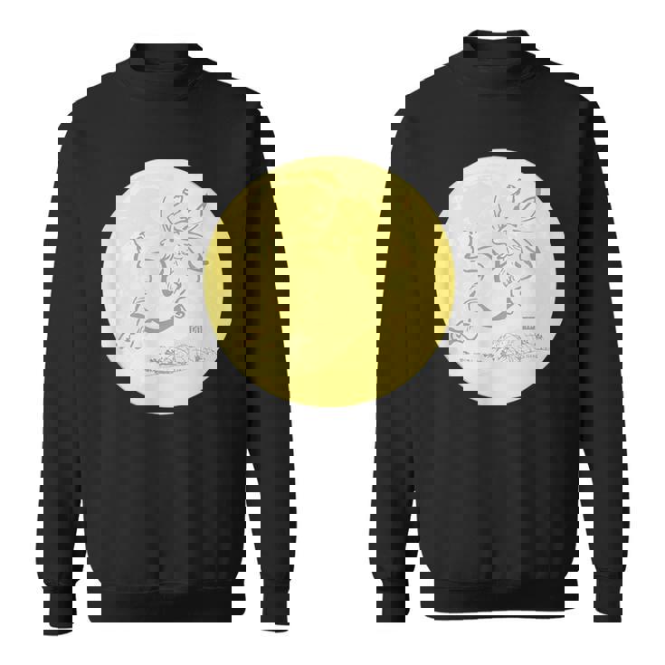 月 に映る 鳥獣戯画 兎 デザイン ウサギ うさぎ メンズ レディース キッズ 和風 和柄 グラフィック スウェットシャツ