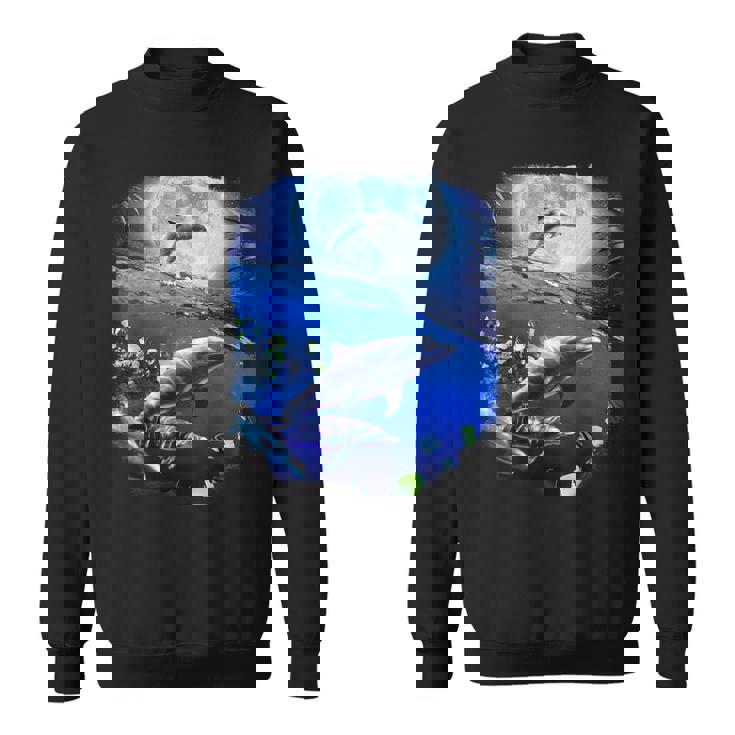 月 イルカ 宇宙 イルカ スウェットシャツ