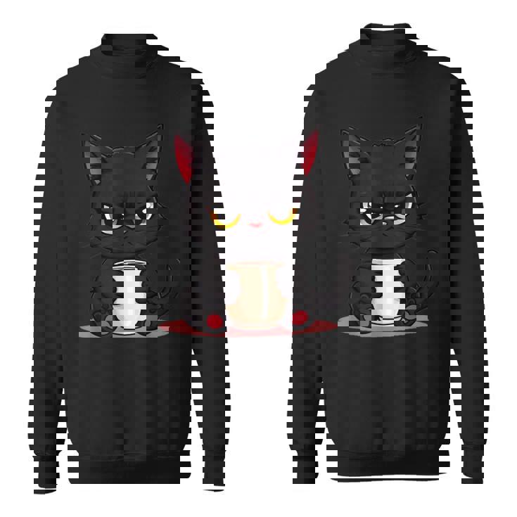 朝が嫌いなコーヒーと可愛い黒猫 スウェットシャツ