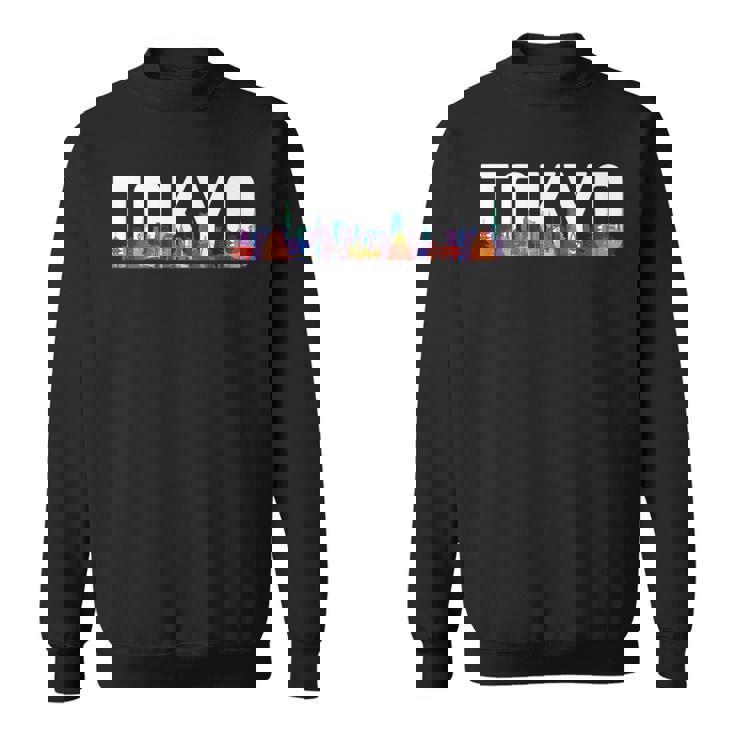 東京 日本 都市 スカイライン シルエット 楽しい カラフル 風景 スウェットシャツ