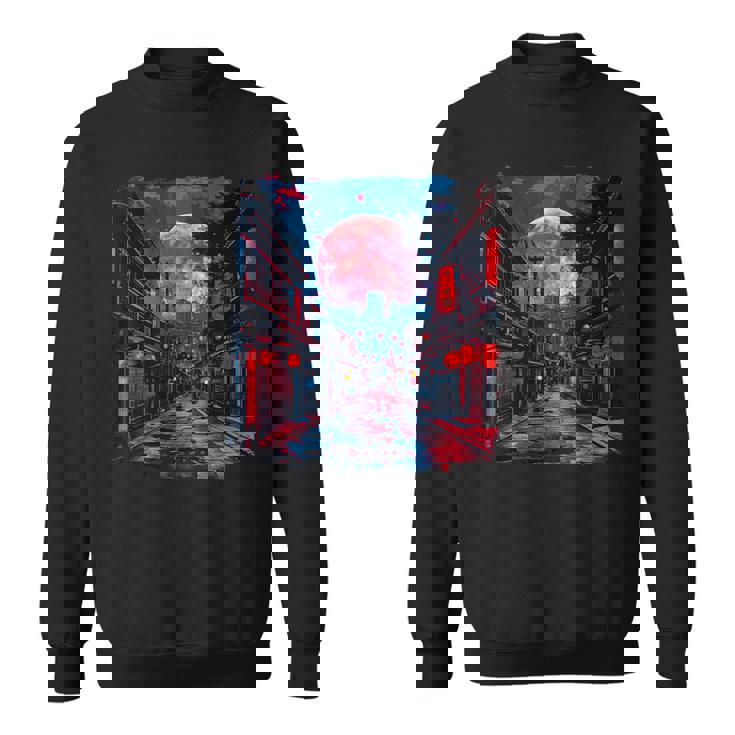 東京の街並み 日本の夜景 ライト付き ヴェイパーウェーブ スウェットシャツ