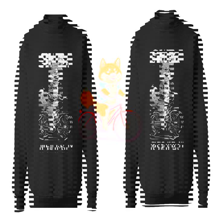 柴犬 いぬ イラスト 柴犬好き 犬好き 自転車 かわいい おもしろ レトロ Ride For Life's Joy スウェットシャツ