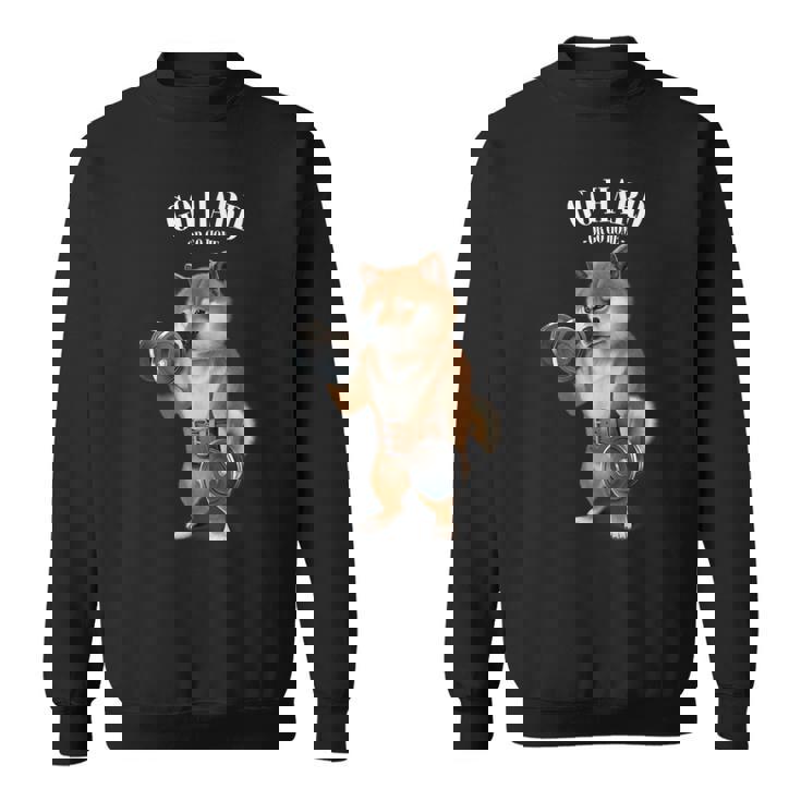 柴犬 筋トレ ダンベル付き フィットネスジム スウェットシャツ