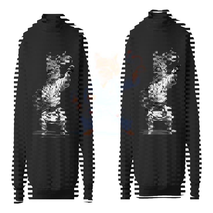 格闘技 猫 空手 黒帯 おもしろ戦闘機 スウェットシャツ