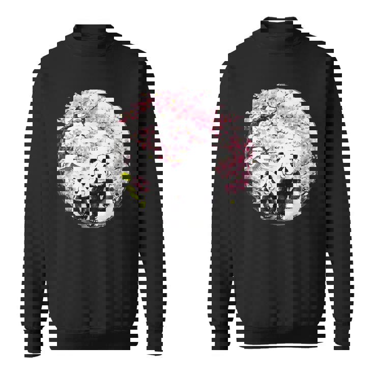 桜 パンダ お花見 親子 春 水墨画 和風 動物 スウェットシャツ