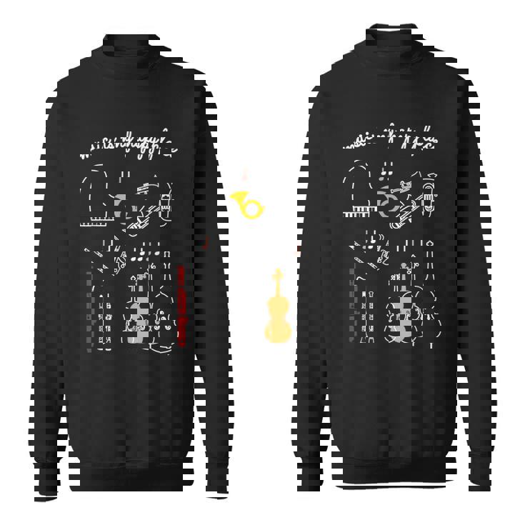 楽器 音楽 ピアノ 管楽器 木管楽器 弦楽器 音符 Music Is My Happy Place スウェットシャツ