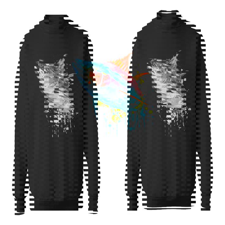 水彩 マグロ 魚 カラフル 海釣り 釣り スウェットシャツ