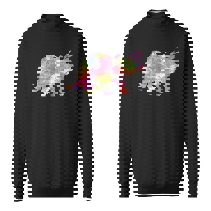 水彩爬虫類トリケラトプス古生物学恐竜 スウェットシャツ