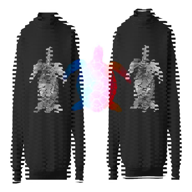 水彩画のようなウミガメのシルエット スウェットシャツ