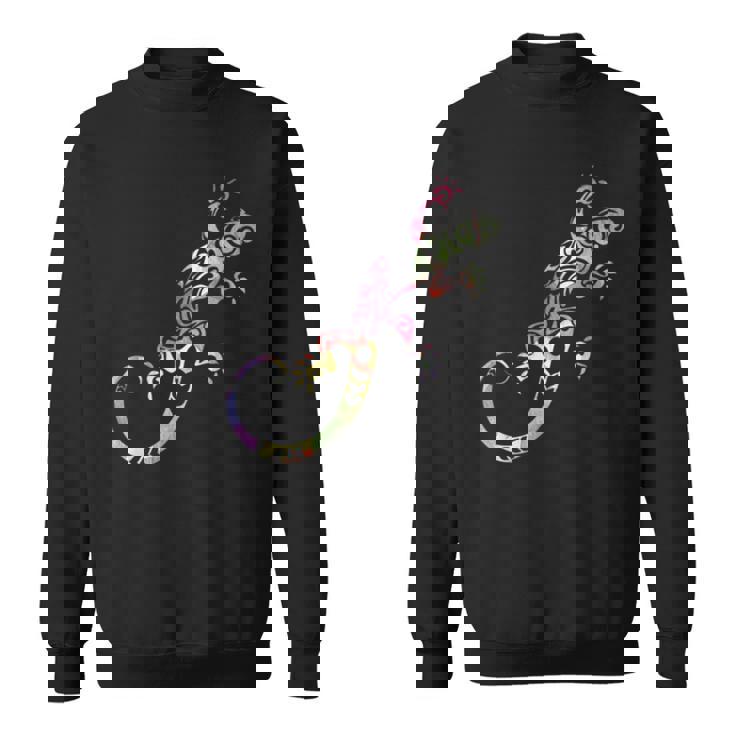 水彩絵の具トカゲ動物爬虫類恋人ヤモリ スウェットシャツ