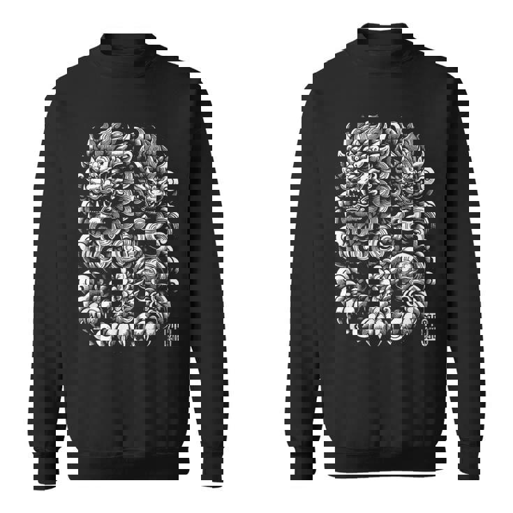 沖縄ジャパン シーサーガーディアンライオンズ 沖縄漢字はんこ スタンプ スウェットシャツ