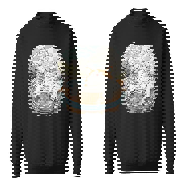 温泉 風呂 子猫 ペット好き 日本画 かわいい 猫 スウェットシャツ