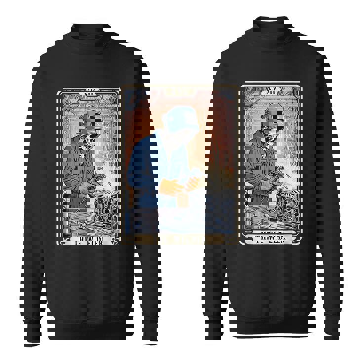 溶接機 溶接 タロット カード スケルトン 面白い 金属製 労働者 スウェットシャツ