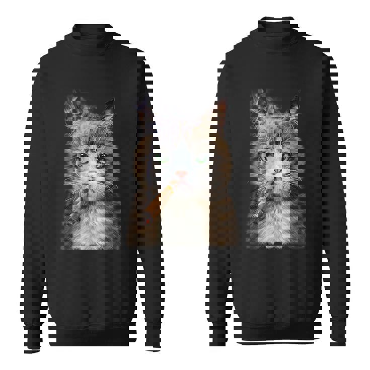 煙草を吸うネコ 猫 たばこ ねこ スウェットシャツ