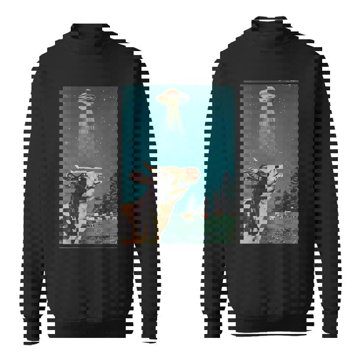牛とufo ヴィンテージ 面白い アート レトロ グラフィック スウェットシャツ