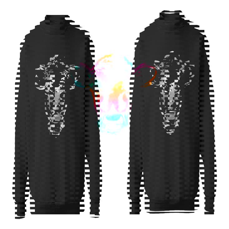 牛のアートヘッドギフト水彩画 スウェットシャツ