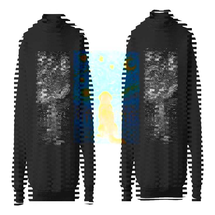 犬 天体観測 ゴッホ 夜空 ゴールデンレトリバー ラブラドール スウェットシャツ