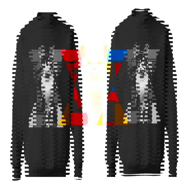 猫 グラフィック ペット アートワーク 猫 スウェットシャツ