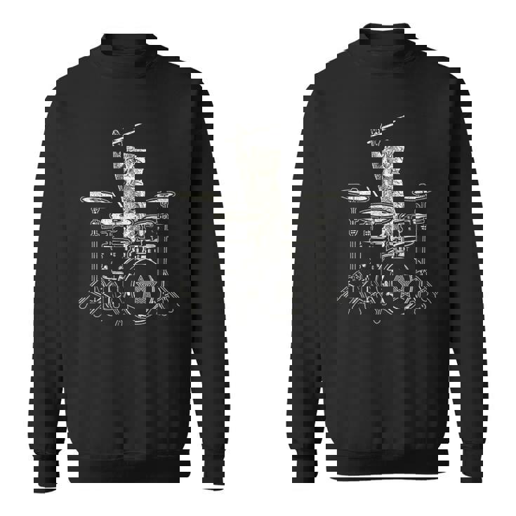 猫 ドラマー 動物 ドラマー 猫 ドラム演奏 ドラムプレーヤー スウェットシャツ