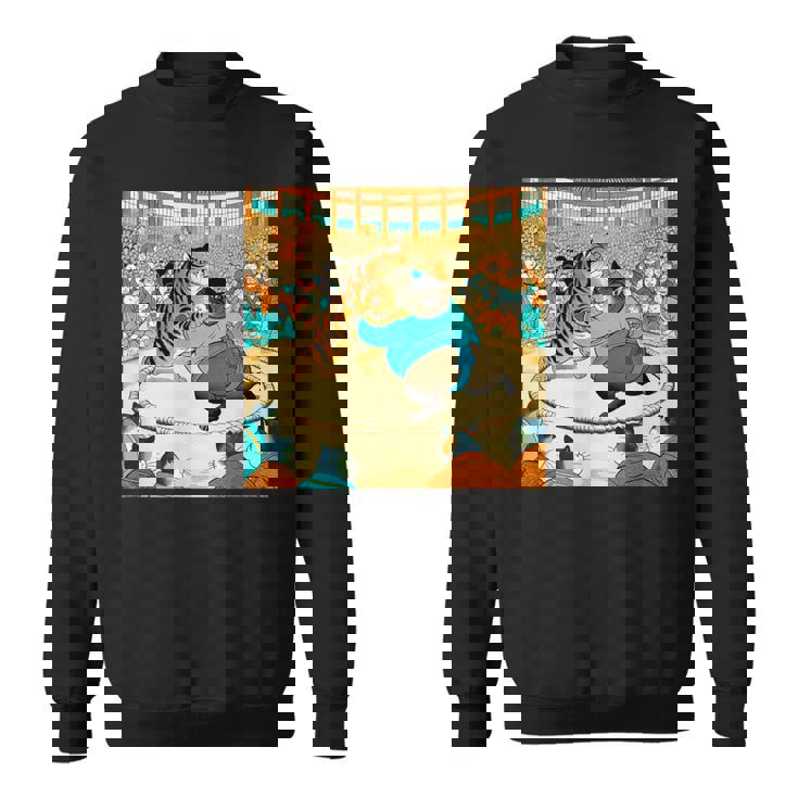 猫 ネコ 相撲 面白いtシャツ 文字入り メンズ おもしろ 面白い 服 おもしろグッズ ネタ 力士 浮世絵 スウェットシャツ