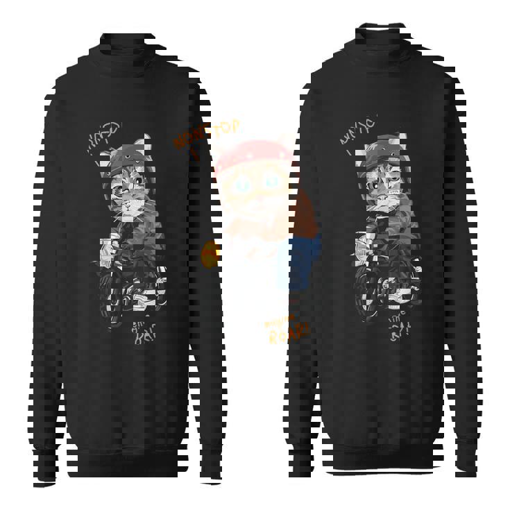 猫 バイク オートバイ おもしろ ねこ ライダース バイカー 面白い ネコ スウェットシャツ