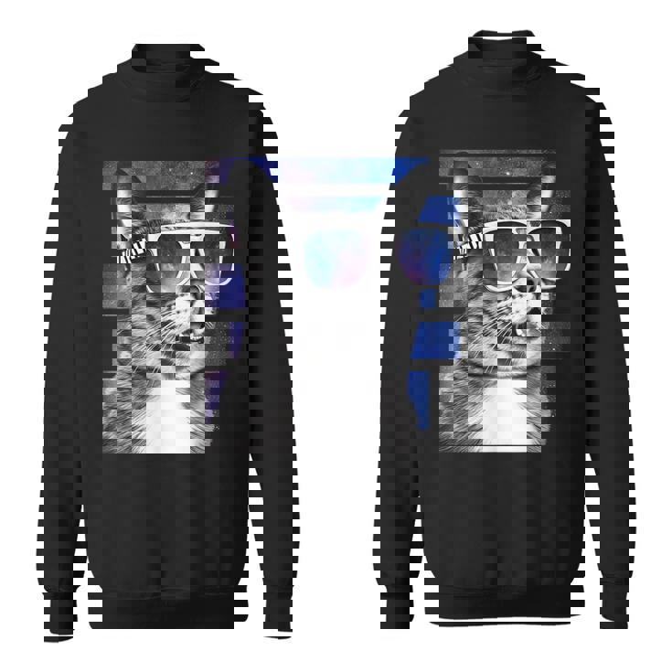 猫 宇宙 メガネ ギャラクシー サングラス おもしろい 猫 ミーム スウェットシャツ