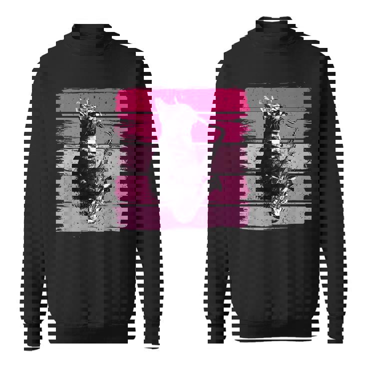 猫 演奏 サックス おもしろい 猫 ジャズ サックス レトロ サックス スウェットシャツ